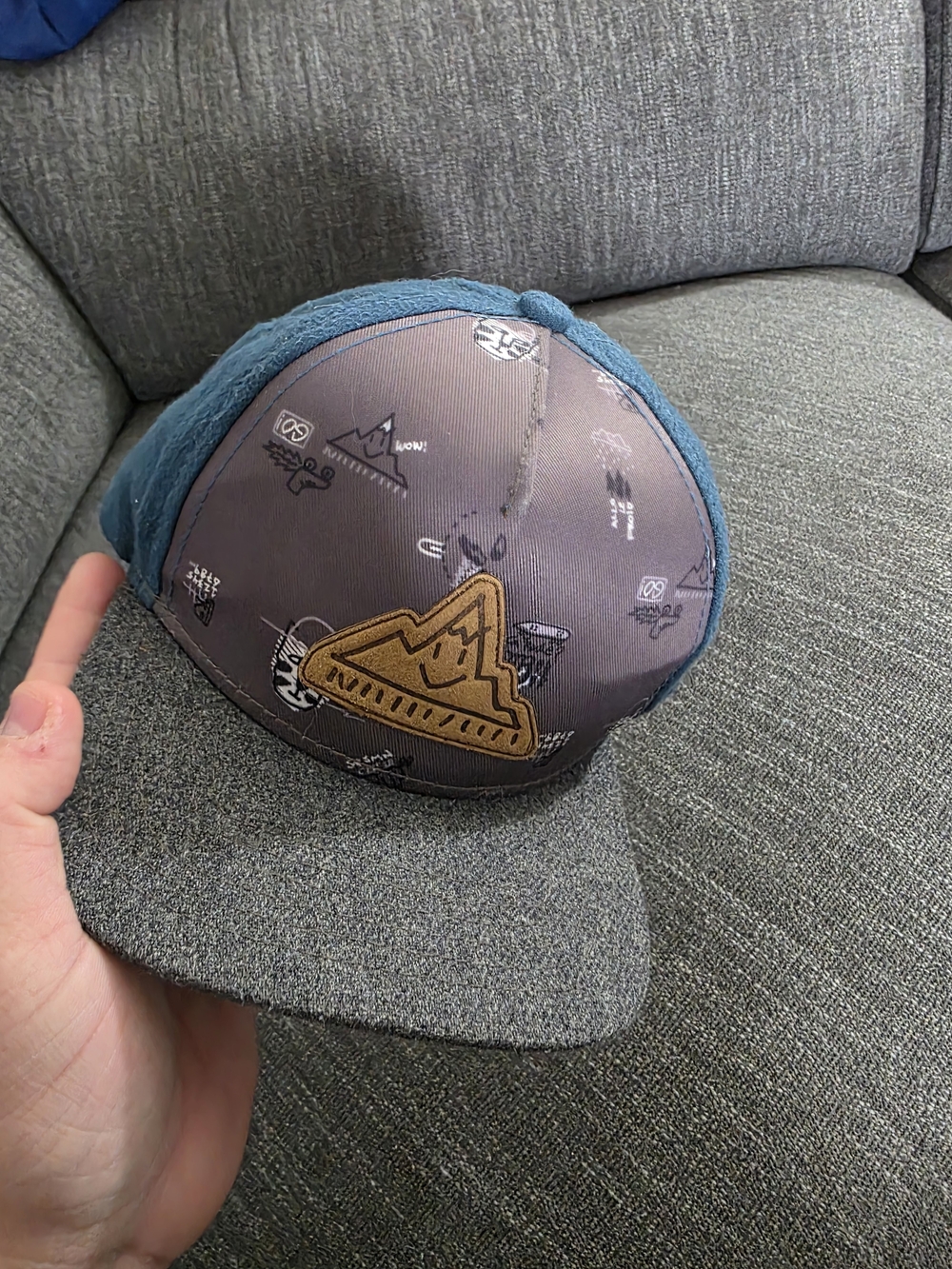 Kids Mountain Patch Baseball Cap - Blue & Gray Casquettte Sm Petit
